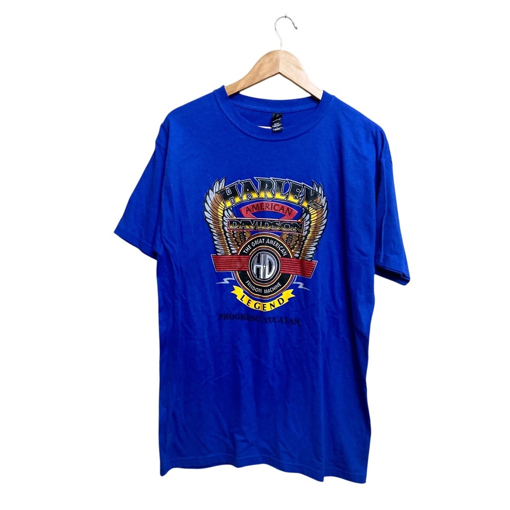 Harley Davidson American Legend Progreso Yucatan Blue Graphic T-Shirt Large